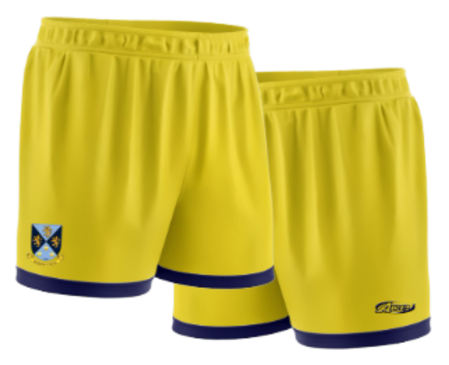 Yellow short with Navy trim, including club logo, number if required.