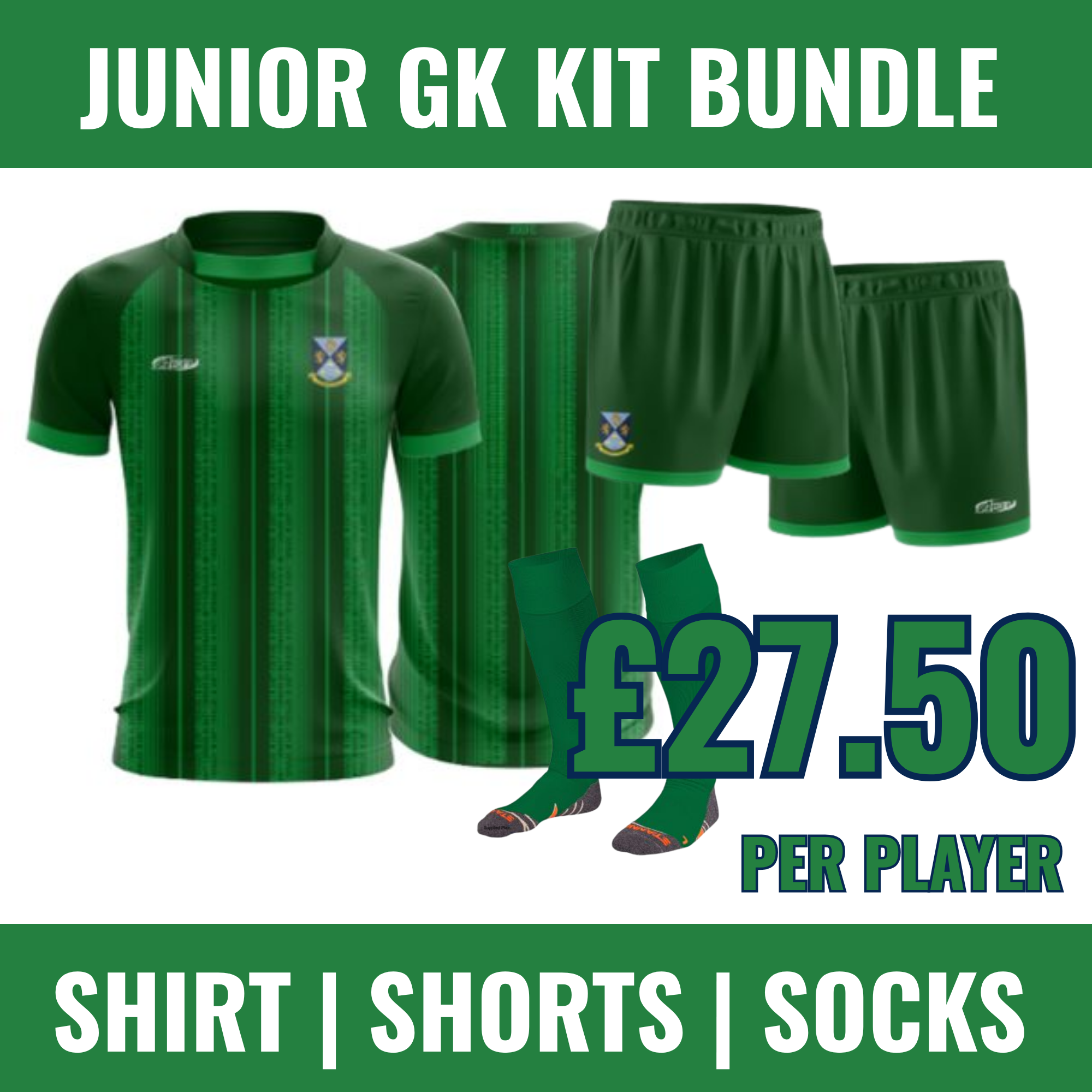 OUFC Junior Green GK Kit Bundle -Shirt, Shorts and Socks