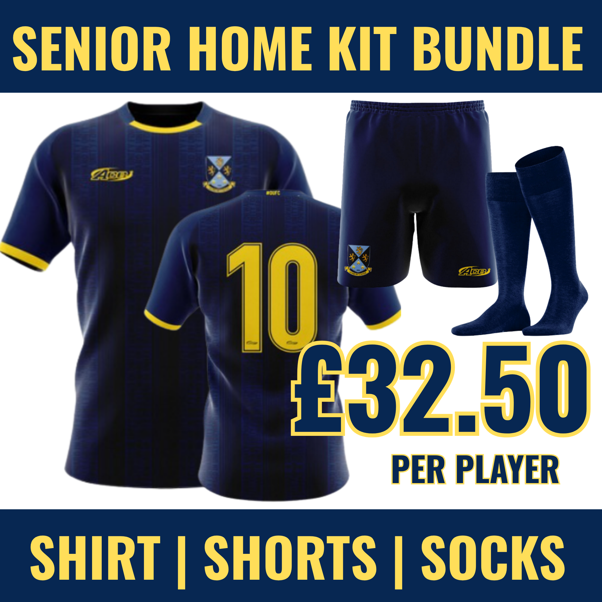 OUFC Senior Home Kit Bundle -Shirt, Shorts and Socks
