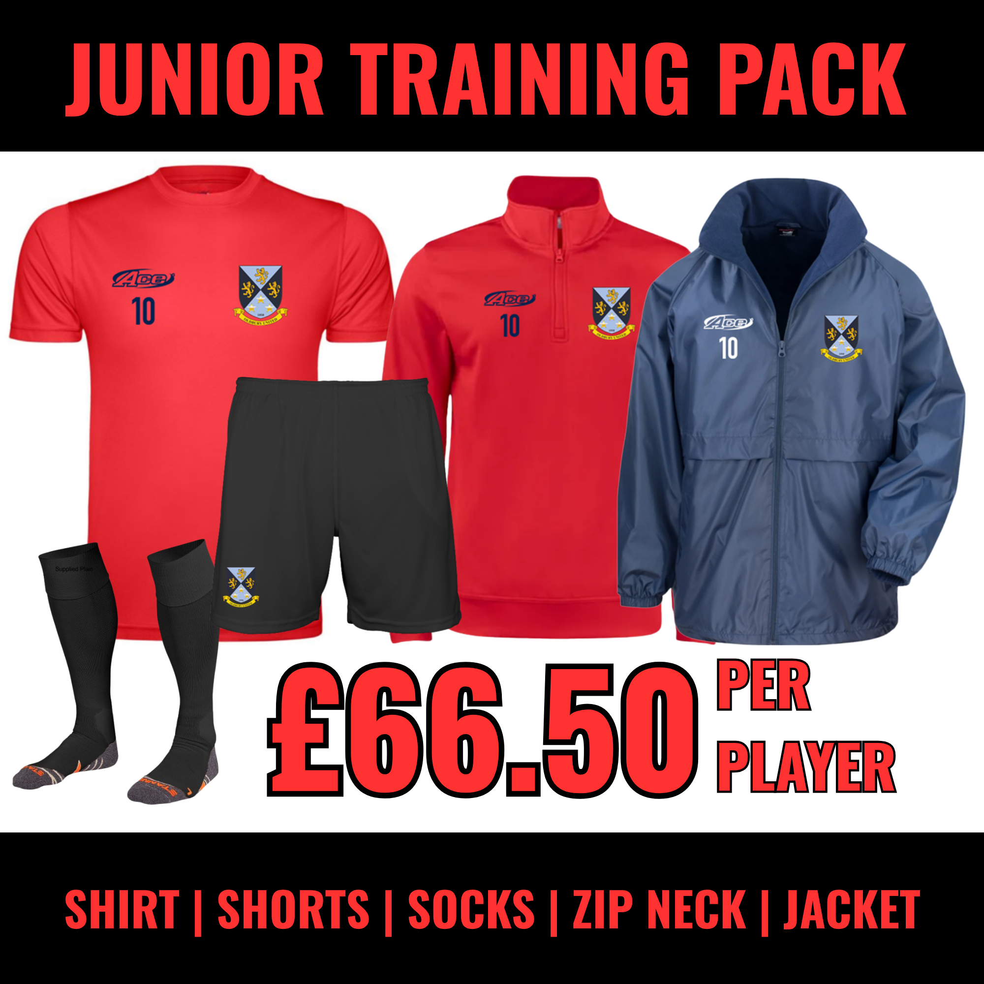 OUFC Full training kit - Shirt, Shorts, Socks, Zip Neck & Jacket